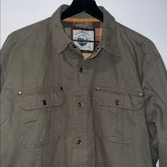 GIOBERTI Olive Green 100% Cotton & Soft Twill Shirt Jacket w/ Flannel Lining-XL - Picture 5 of 12